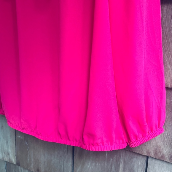 MICHAEL Michael Kors Solid Ruffle Peasant Top, Deep Pink, Long Sleeve Blouse M - Picture 15 of 15